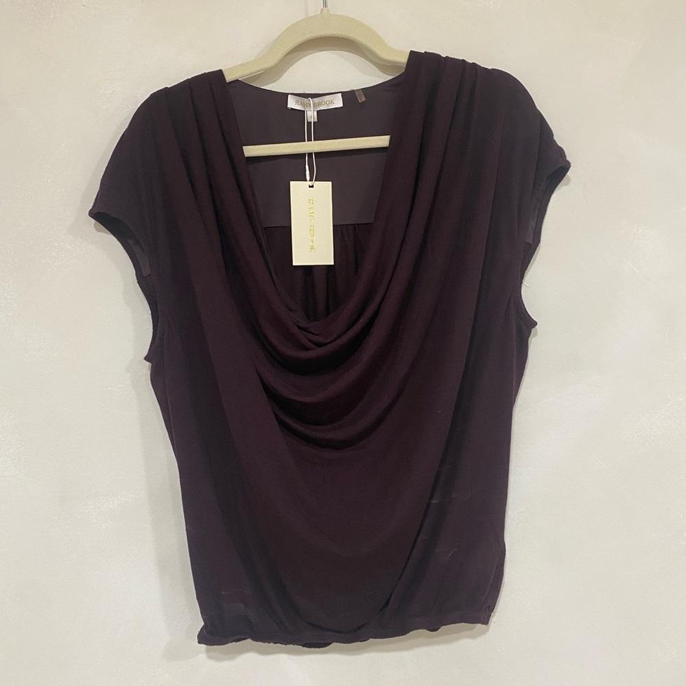 Ramy Brook Dorothy Cowl Neck Top Medium Blackberry NWT - Picture 3 of 8
